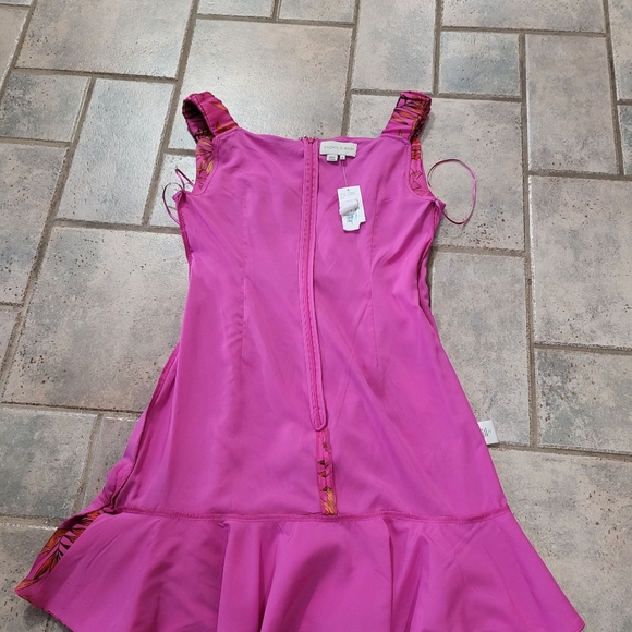 π€SOLDπ€Sachin & Babi Abigail Off-The-Shoulder Leaf Print Satin Twill Wrap Dress - Picture 8 of 13